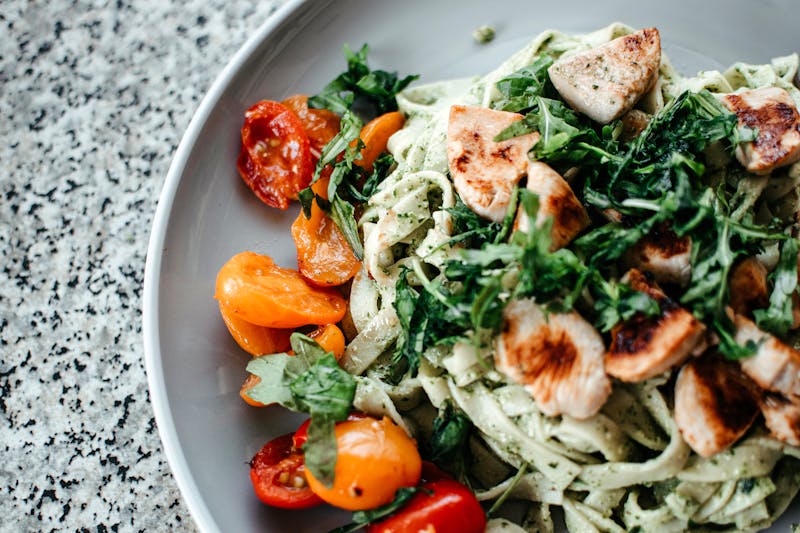 Vegan pesto pasta at pizzaluce